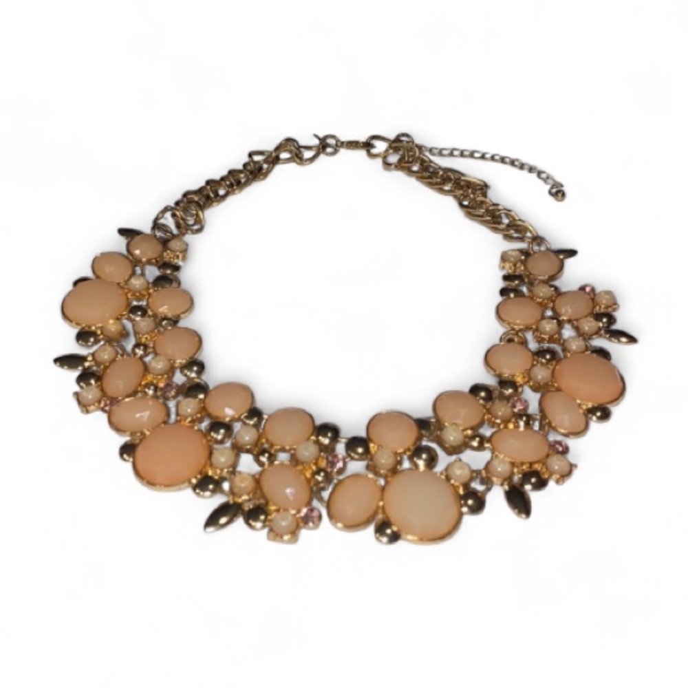 Peach and Gold Statement Necklace